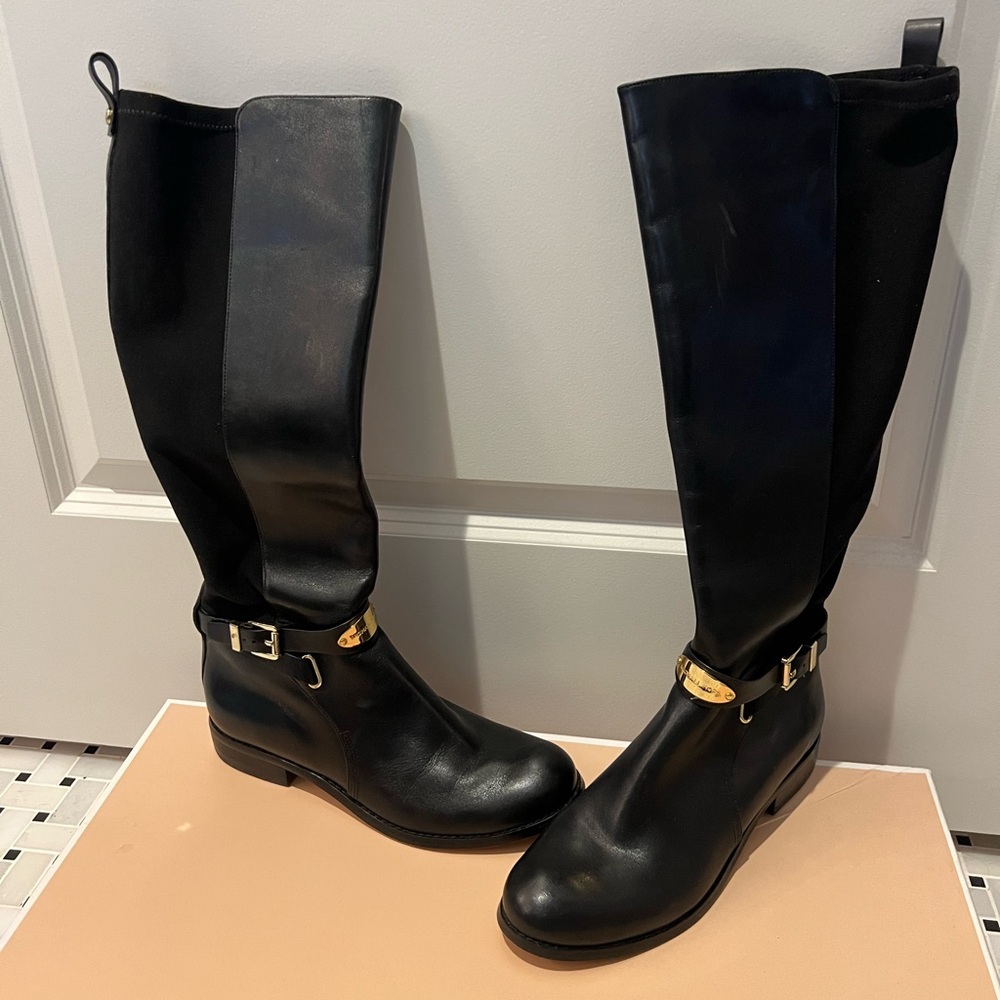 Michael Kors Black Boots with Gold Accents